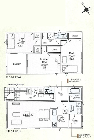 岡崎市矢作町第19　新築分譲住宅　全3棟　2号棟の間取り