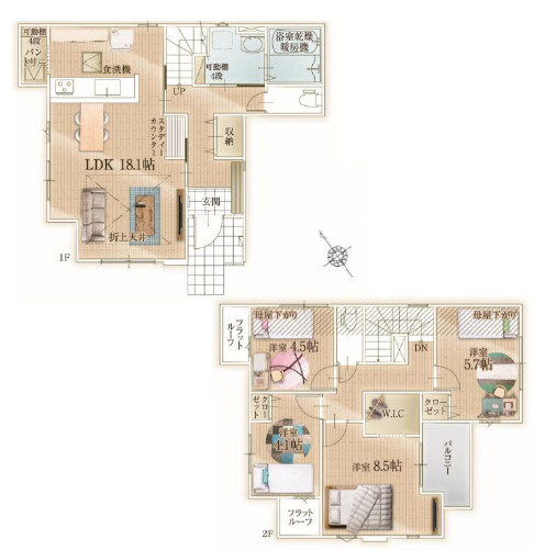 茅ヶ崎市松が丘3期　新築戸建　全2棟2号棟の外観