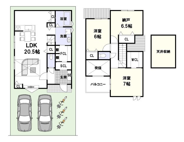 大住町　建築条件無土地の参考プラン|【新築参考プラン/建物価格2107万円、建物面積99.23m2】