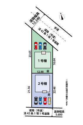 今津　新築戸建　２棟の区画図