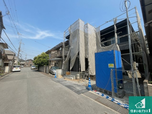 加古川市尾上町口里　第11期　新築一戸建ての前面道路含む現地写真|周辺は落ち着いた街並みの住宅地！子育てがしやすい住環境です！まだ未完成ですが、現地でしかわからない事もございます。是非一度ご覧ください。
