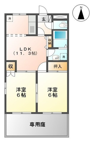 熊本市南区荒尾１丁目のアパートの間取り