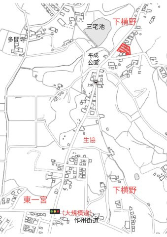 津山市下横野　526坪　山林の地図