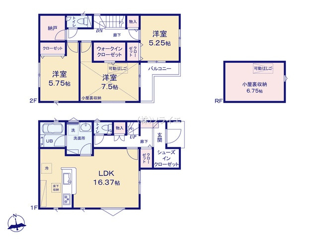 所沢市中新井5丁目全2棟　新築戸建　クレアガーデンの間取り
