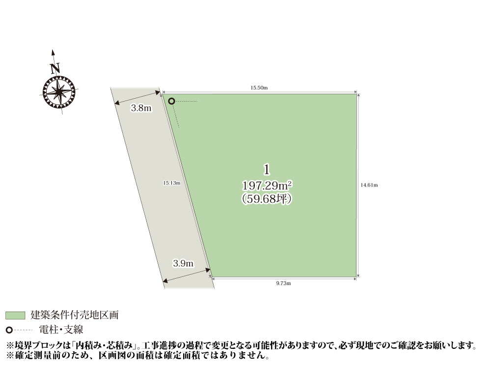【区画図】 | 落ち着いた雰囲気の住宅街に誕生した1区画の分譲地。
生活利便性が高いエリアなので、永く暮らせそうですね。