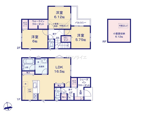 所沢市中新井5丁目全2棟　新築戸建　クレアガーデンの間取り