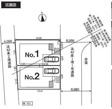 所沢市中新井5丁目全2棟　新築戸建　クレアガーデンの区画図