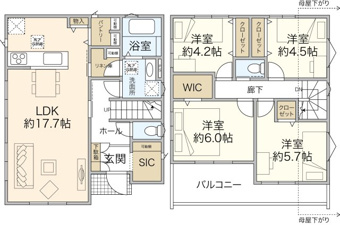 ファミリー層向けで、家族の会話が自然と生まれる工夫が満載の対面キッチン。
