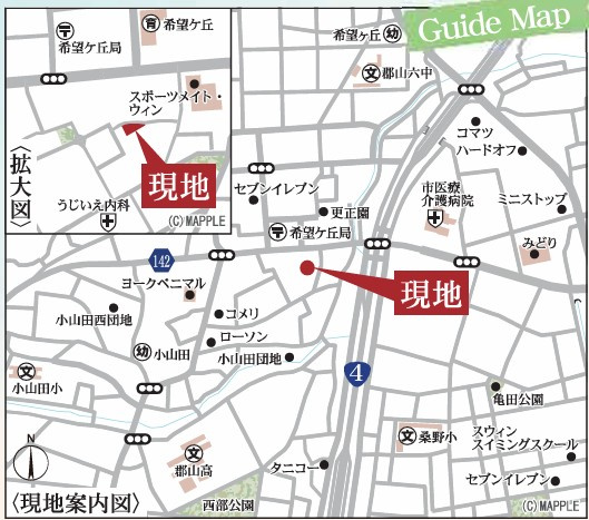 新築戸建・新築建売　郡山市大槻広町第2　桑野小・第六中の地図