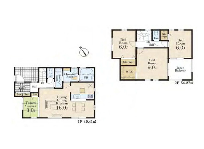 【間取り】 | 清瀬市下宿2丁目　新築一戸建住宅　全19棟　(志木本店) | 16帖のゆとりあるLDKとつながる、使い勝手の良い3帖のタタミコーナー