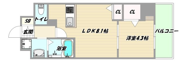 大阪市東淀川区西淡路１丁目の賃貸マンションの間取り