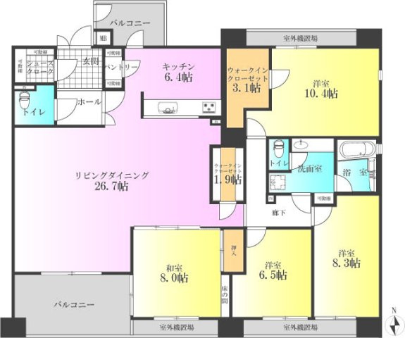 コンアルマーディオ横濱鶴見の間取り|4LDK　中古マンション