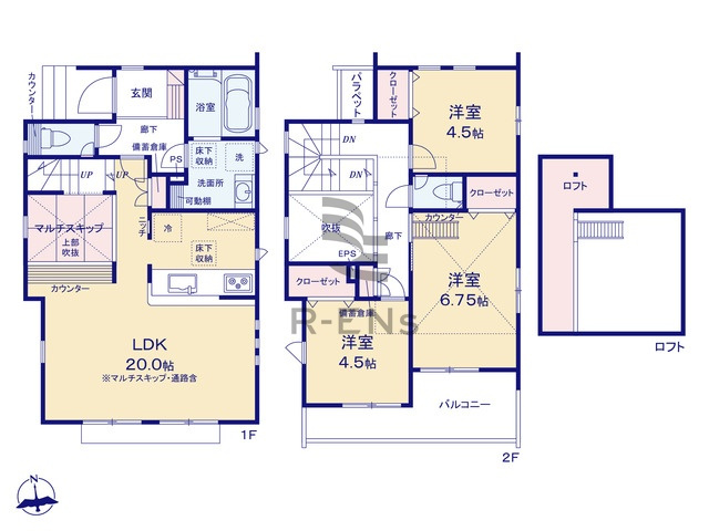 【間取り】 | 西東京市泉町３丁目　新築戸建て　１２号棟 | 南バルコニーなので陽当り良好、洗濯物の乾きも良しです