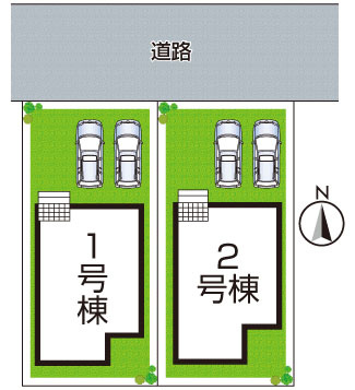京都市西京区大原野上里男鹿町　第1期　新築一戸建ての区画図|全2区画