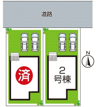 京都市西京区大原野上里男鹿町　第1期　新築一戸建ての区画図|全2区画