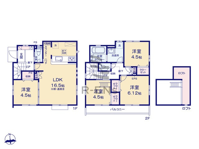 【間取り】 | 西東京市泉町３丁目　新築戸建て　１５号棟 | 南バルコニーなので陽当り良好、洗濯物の乾きも良しです