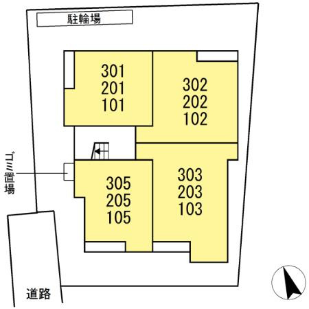 調布市国領町１丁目のアパートの区画図