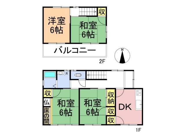 中古戸建　大垣市草道島町　昭和50年築の間取り