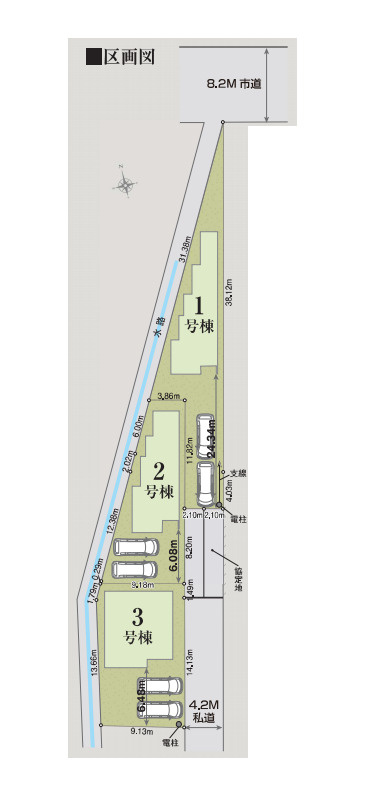 上尾市瓦葺　第1期　新築一戸建て　リナージュ　02の区画図|2号棟