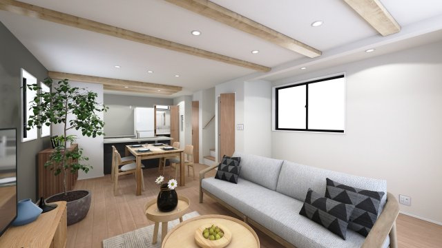 板橋区前野町2丁目　広々14帖ルーフバルコニー　新築戸建限定1棟の完成予想図|LD完成予想図