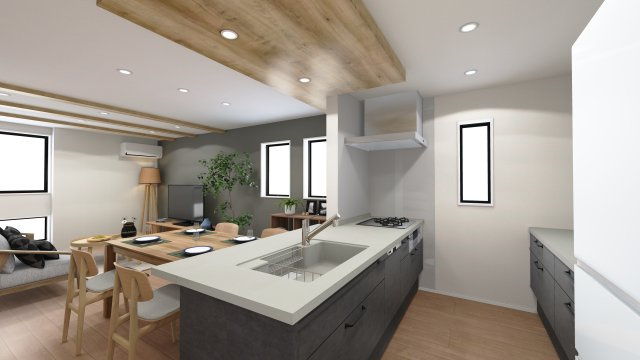 板橋区前野町2丁目　広々14帖ルーフバルコニー　新築戸建限定1棟の完成予想図|キッチン完成予想図