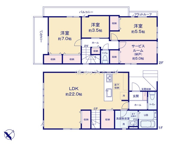 越谷市大沢13期　新築一戸建ての間取り