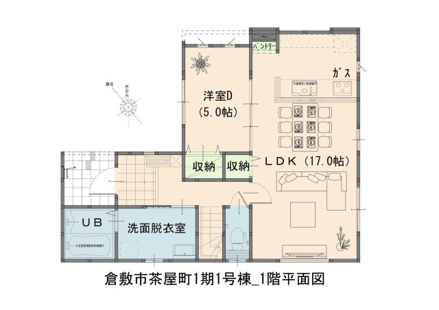 倉敷市茶屋町　新築一戸建ての間取り