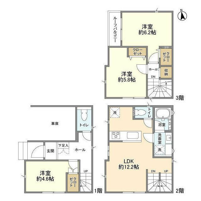 市川市稲荷木２丁目の一戸建ての間取り