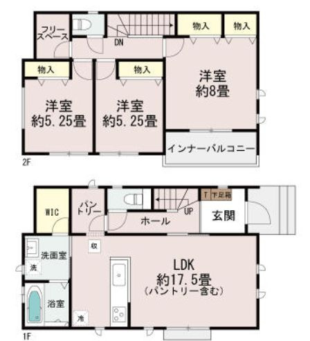 ハートフルタウン前橋市南町2丁目55番3　A号棟の間取り|収納充実♪南向きの3LDKで陽当たり良好な間取りです！
土地面積129.30㎡、建物面積96.87㎡で十分な広さです！