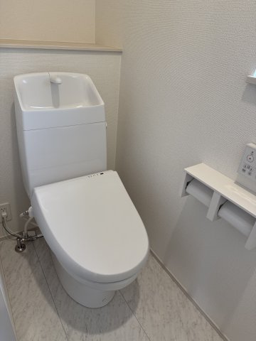 ハートフルタウン前橋市南町2丁目55番3　A号棟のトイレ|2階トイレです。清潔感のある白を基調としています。