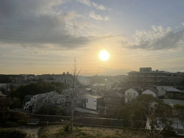 バースヒル溝の口Bの展望|スカイテラスからの夕日