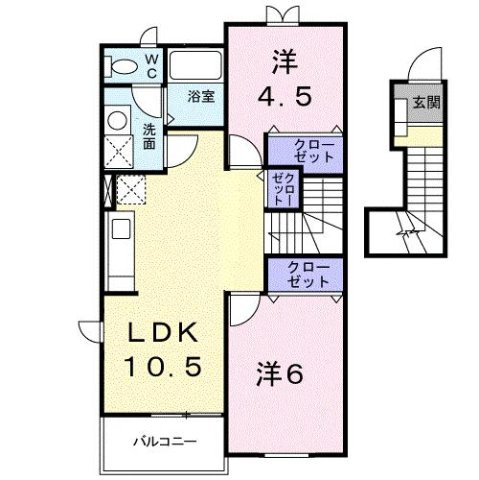 パストラーレ　Ｂの間取り|2LDKです