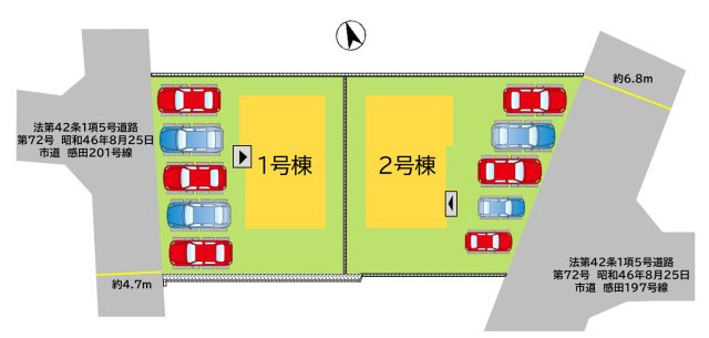 直方市大字感田14期1号棟の区画図