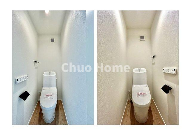 江戸川区東小岩6丁目新築分譲住宅のトイレ|【トイレ】 温水洗浄便座機能付きトイレ。温水洗浄便座は清潔にお使いいただくための大切なアイテムです。