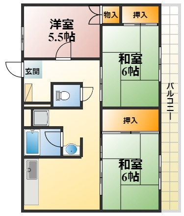 ビレッジハウス草部6号棟の間取り