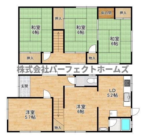 伊加賀本町戸建　賃貸の間取り