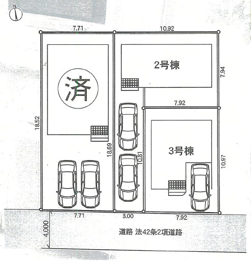 小田原市永塚第4　新築戸建　全3棟2号棟の区画図