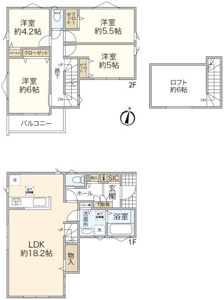LDKは18.2帖、ロフト付きの新築戸建て