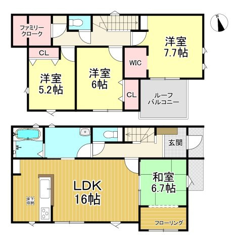 常滑市蒲池町2丁目　全1棟の間取り|4LDK+WIC+ファミリークローク♪