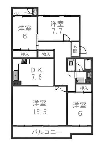 【間取り】 | 境谷西第2住宅　18棟 | 専有面積95.77㎡
