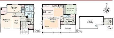 茅ヶ崎市東海岸南3丁目　新築戸建　全3棟の間取り|ルーフバルコニー付　3SLDK
