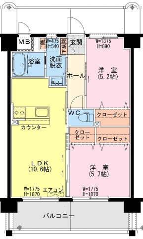 【間取り】 | サンライズ北小路 | （仮称）延岡・北小路YMマンションの間取り