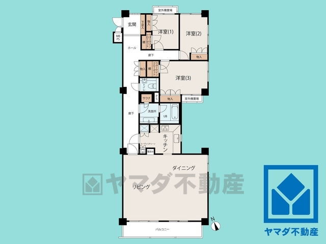 ライオンズマンション甲子園一番町の間取り|まるで新築のようなフルリノベーションでお渡しいたします。Aプランはゆったりくつろげる33.5帖の広々リビングが魅力の3LDKプランです。