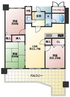 【間取り】 | グランプレステージ西神戸ガーデンヒルズ | ◆3LDK♪南西向き♪陽当り通風良好♪使い勝手の良いワイドバルコニー♪