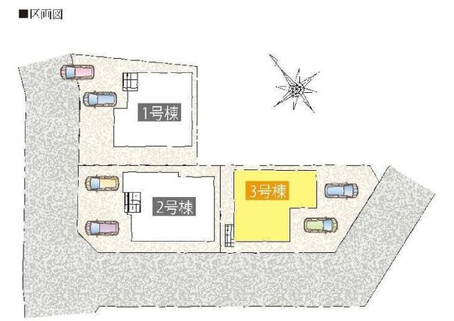 【横浜市旭区市沢町1083-1全3棟新築戸建て】★仲介手数料無料★（市沢小学校・左近山中学校）の区画図
