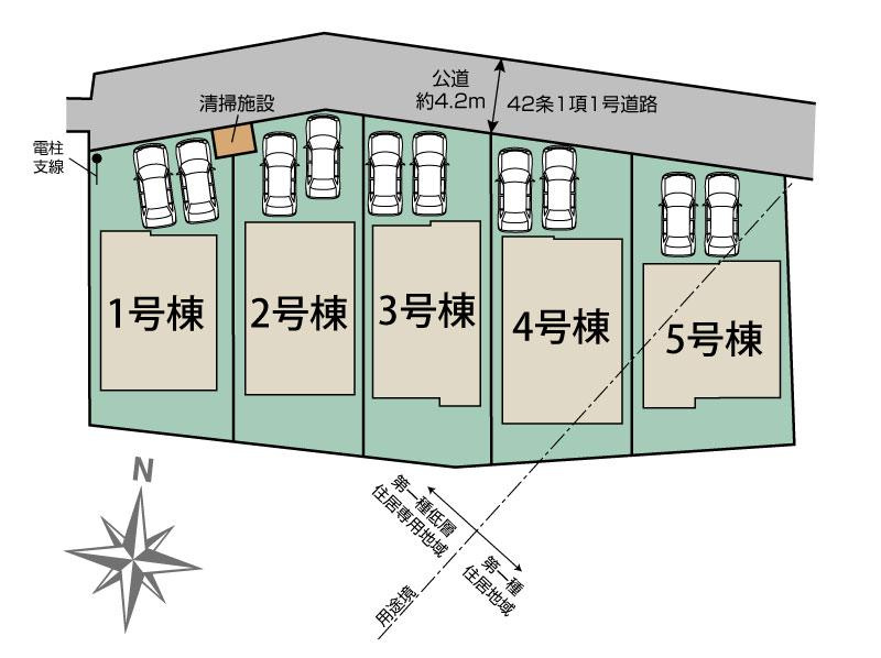 [新築住宅] 坂戸市花影町 2期 全5棟の区画図