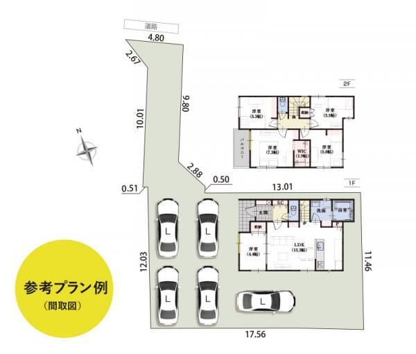 富士市原田の売地|参考プラン例●土地価格：338… 