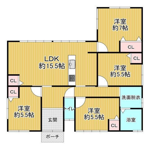 【間取り】 | 椿黒町売家 | 水回りの家事導線が素晴らしいです。