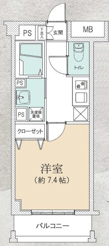 【間取り】 | ライジングプレイス八王子みなみ野 | 1Kは、キッチンと居室が分かれているため、生活空間にメリハリをつけられますね。料理の臭いが気になりにくく、来客時にもプライベート空間を確保しやすい点が魅力ですね。一人暮らしでも快適な生活を送れますよ。