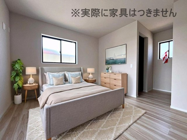 新築戸建・新築建売　伊達市篭田2期　伊達小学校・伊達中学校の洋室|画像はバーチャルホームステージングの加工による演出で、実際の家具は付きません。